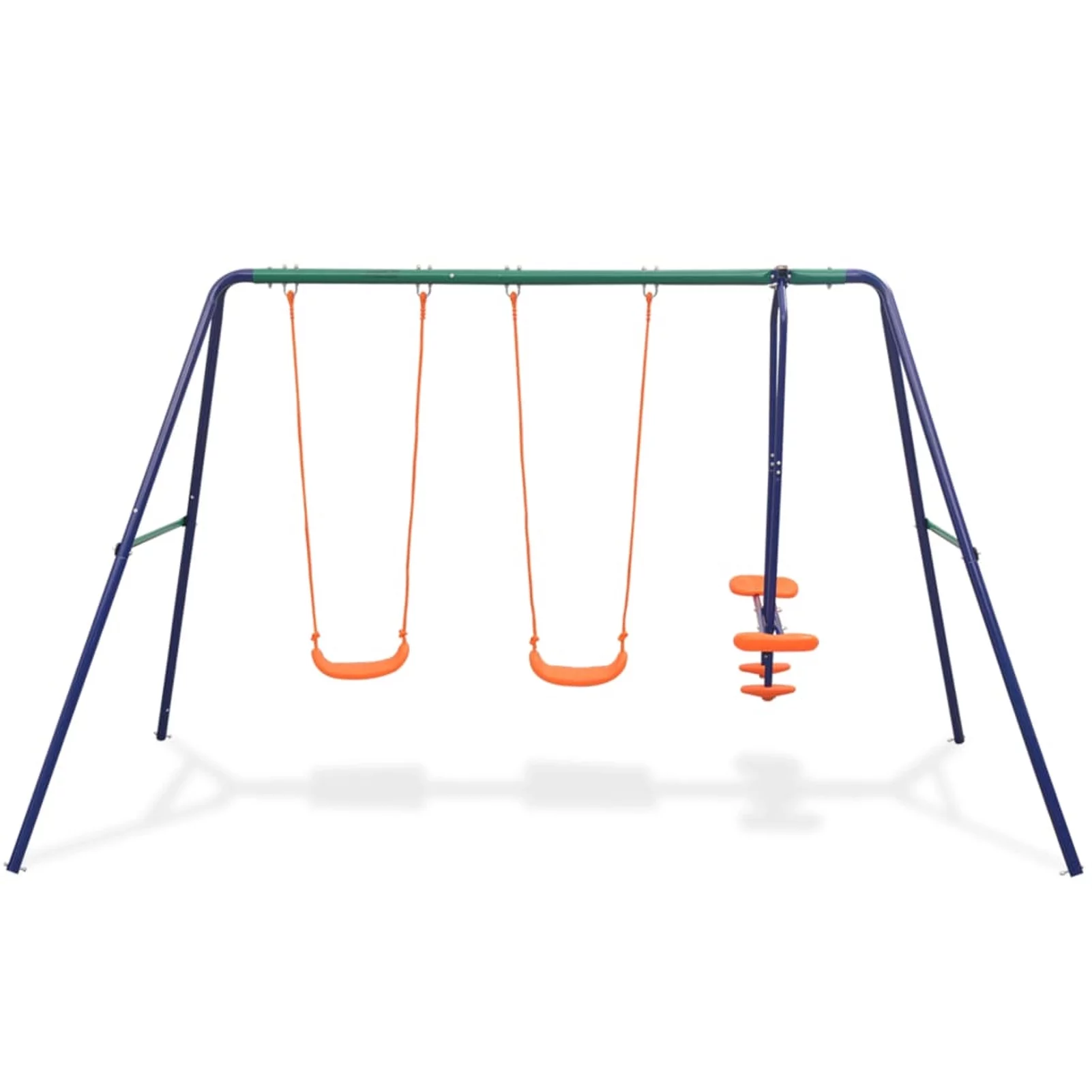 moobody Swing Set with 4 Seats, Outside Playground Swing Seat Children Patio Orange