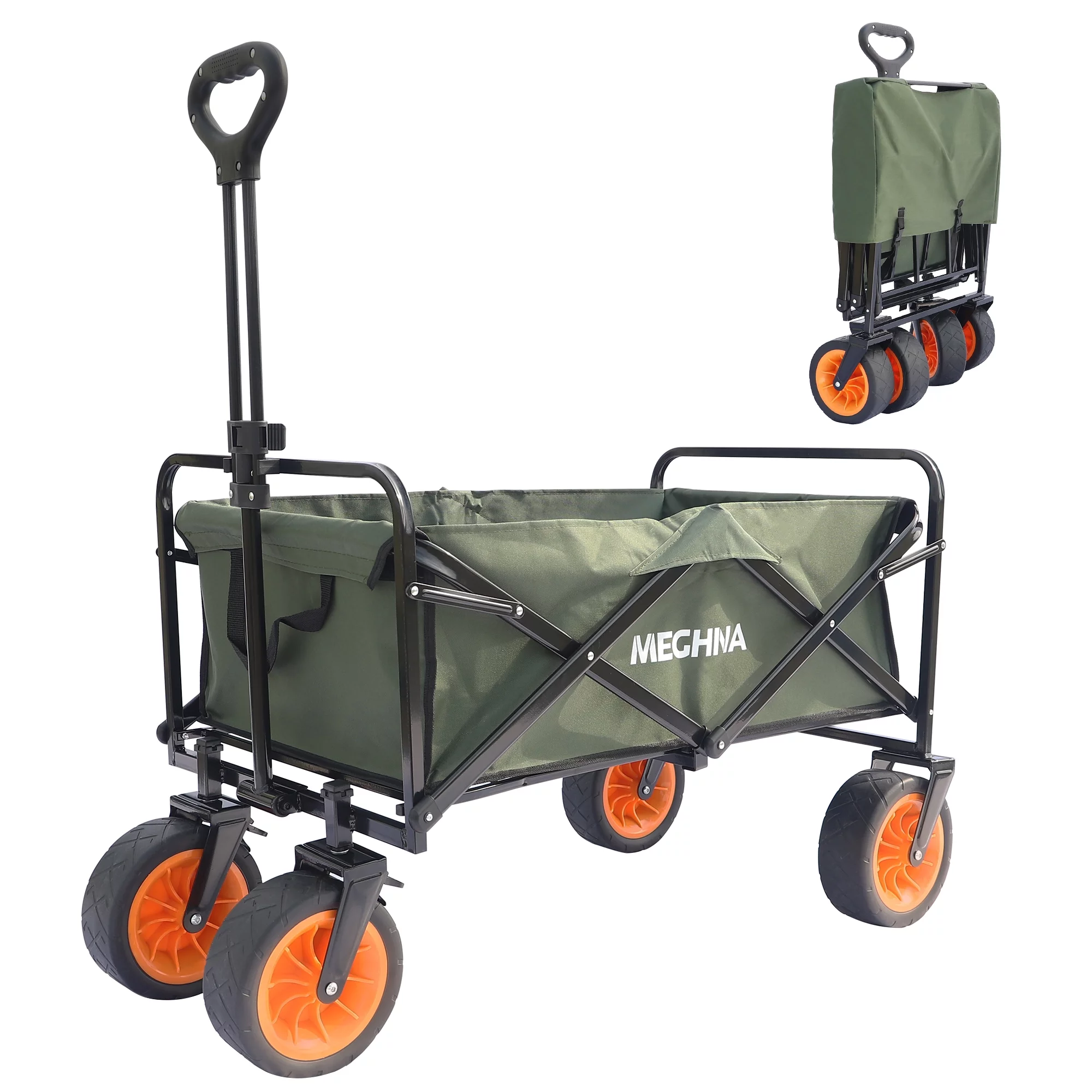 CoSoTower Collapsible Folding Utility Wagon Cart Heavy Duty Foldable Outdoor Garden Camping Cart with Removable Fabric,