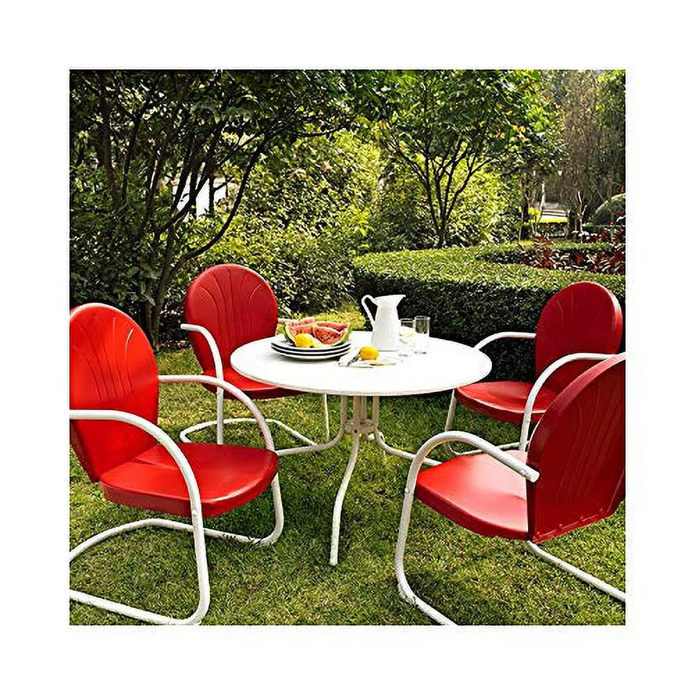 Pemberly Row Outdoor Patio Sturdy Metal Chair in Red