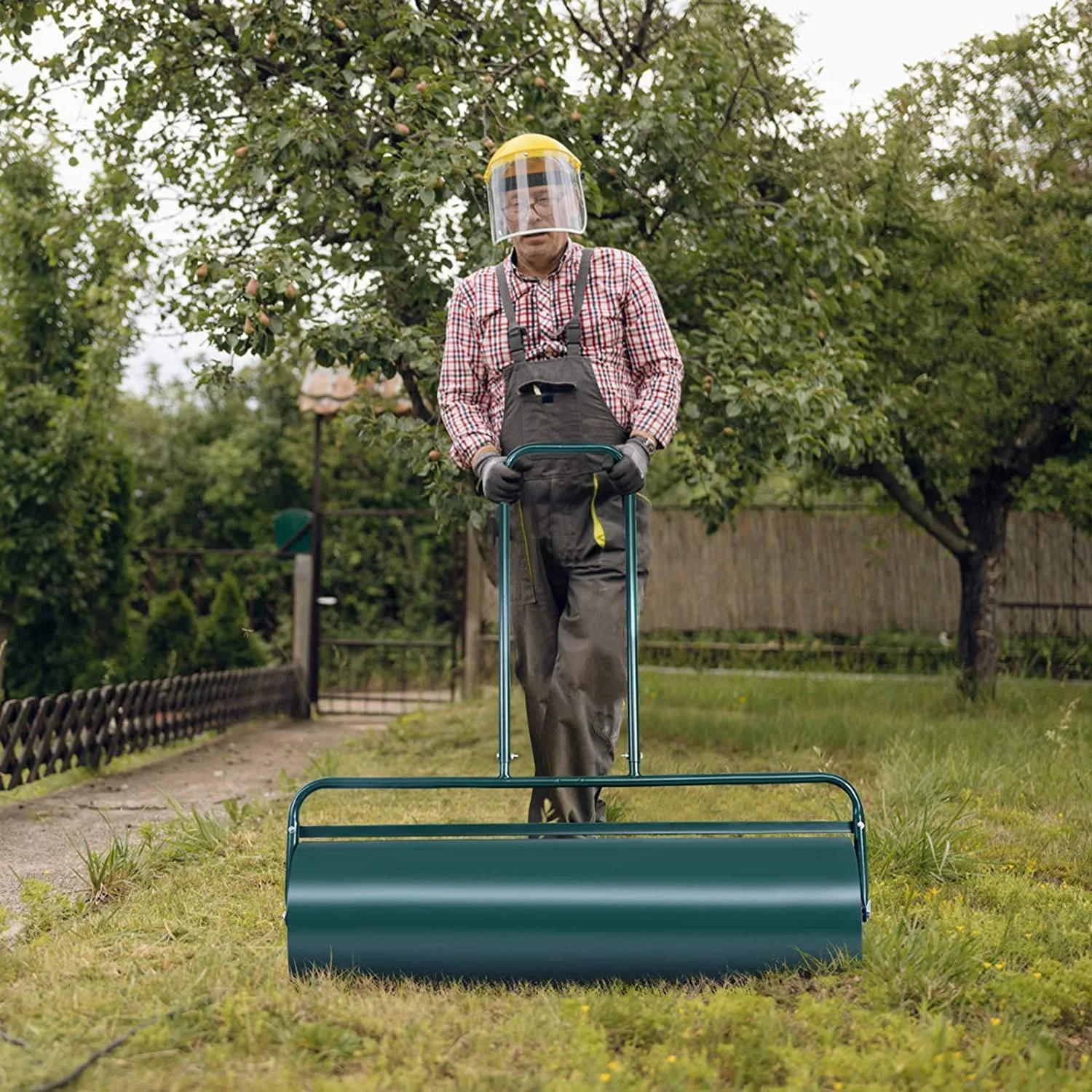 Lawn Roller, 13 Gallons/48 L Push/Pull Steel Sod Roller w/Ergonomic Handle, Lawn Rollers Tow Behind Water Filled for Park, Garden, Yard, Ball Field (24