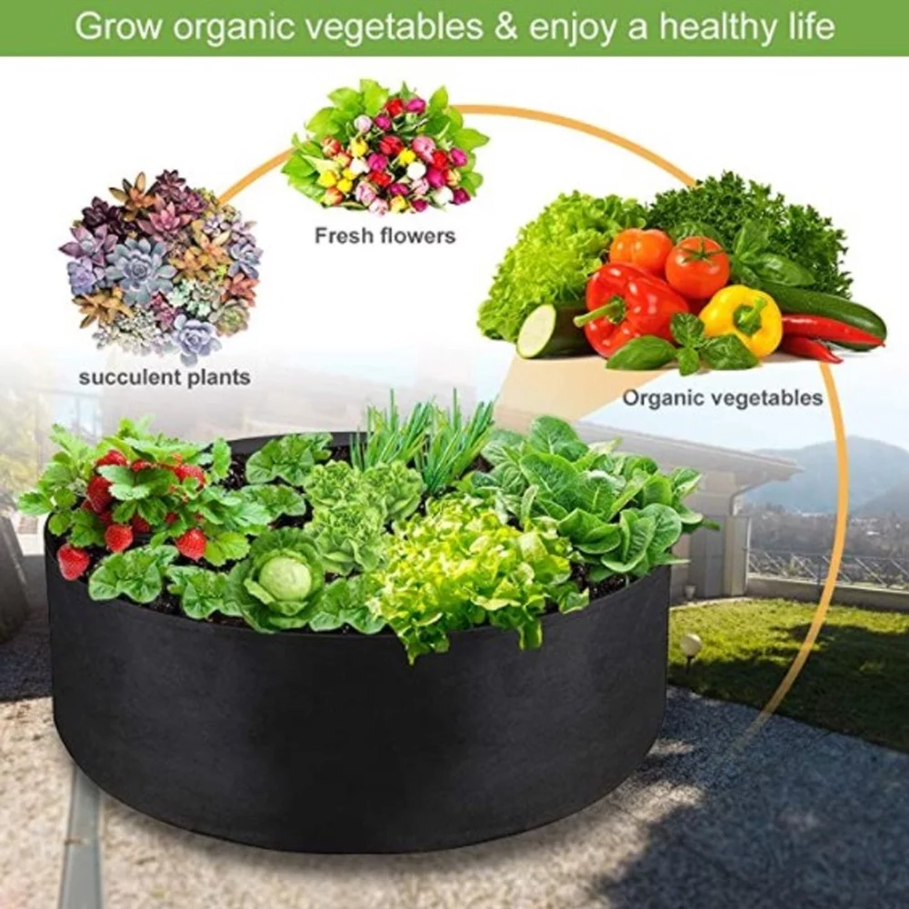ZOELNIC 1PCS Round Garden Plant Raised Bed Elevated Vegetable Growing Bag, Round(15 gallon)