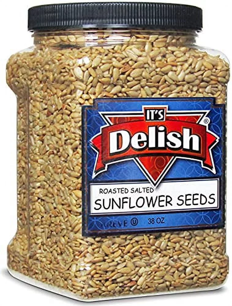 Gourmet Roasted Salted Sunflower Seeds By , 38 Container (Jar) – Bulk Shelled Sunflower Seeds Kernels With Sea Salt – Crunchy Topping & Diet-Friendly Snack – Made, Vegan, Certified Kosher