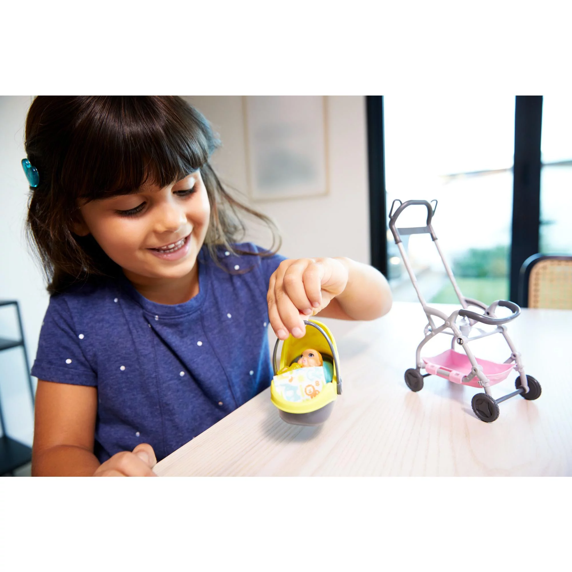 Barbie Skipper Babysitters Inc. Doll and Playset, Small Baby Doll with 2-in-1 Stroller