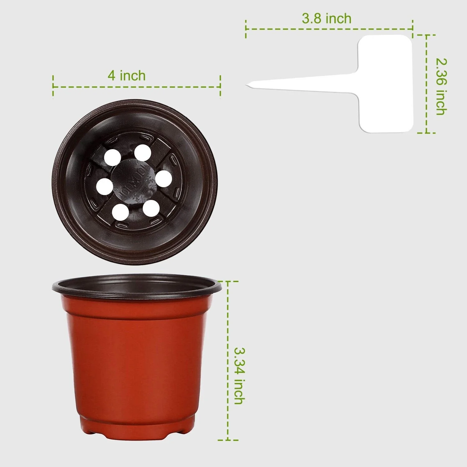 100x Garden Nursery Plastic Pots Flower Plant Container Seed With Label＆Fly Trap