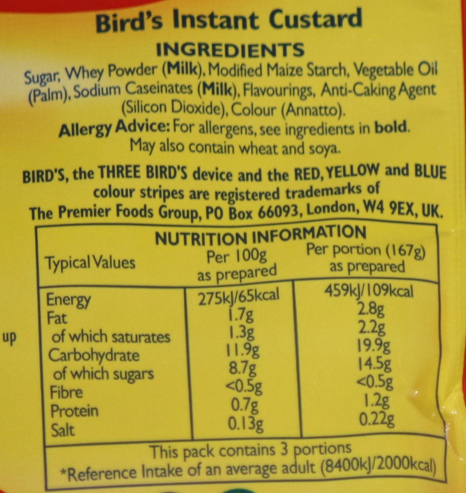 Bird's Instant Custard Original 3 X 75G