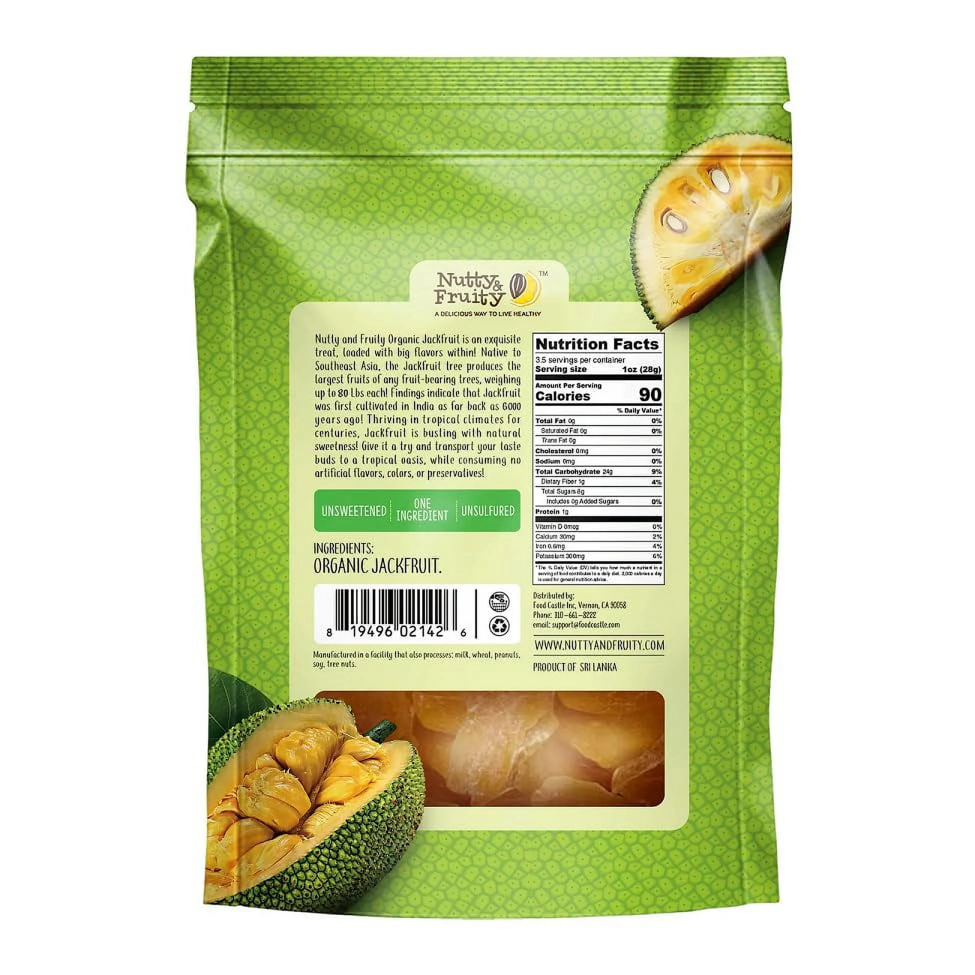 Nutty and Fruity Organic Unsweetened Jackfruit, 2-Pack 3.5 oz. (99g) Pouches