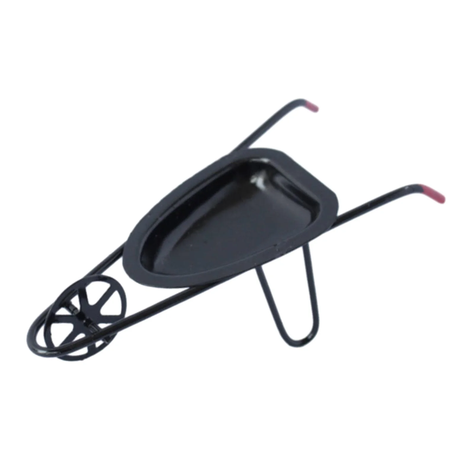 MERIGLARE 1/12 Dollhouse Wheelbarrow Miniature Garden Cart Fairy Garden Tool Realistic Scenes Small Yard Cart for Miniature Scene Layout black