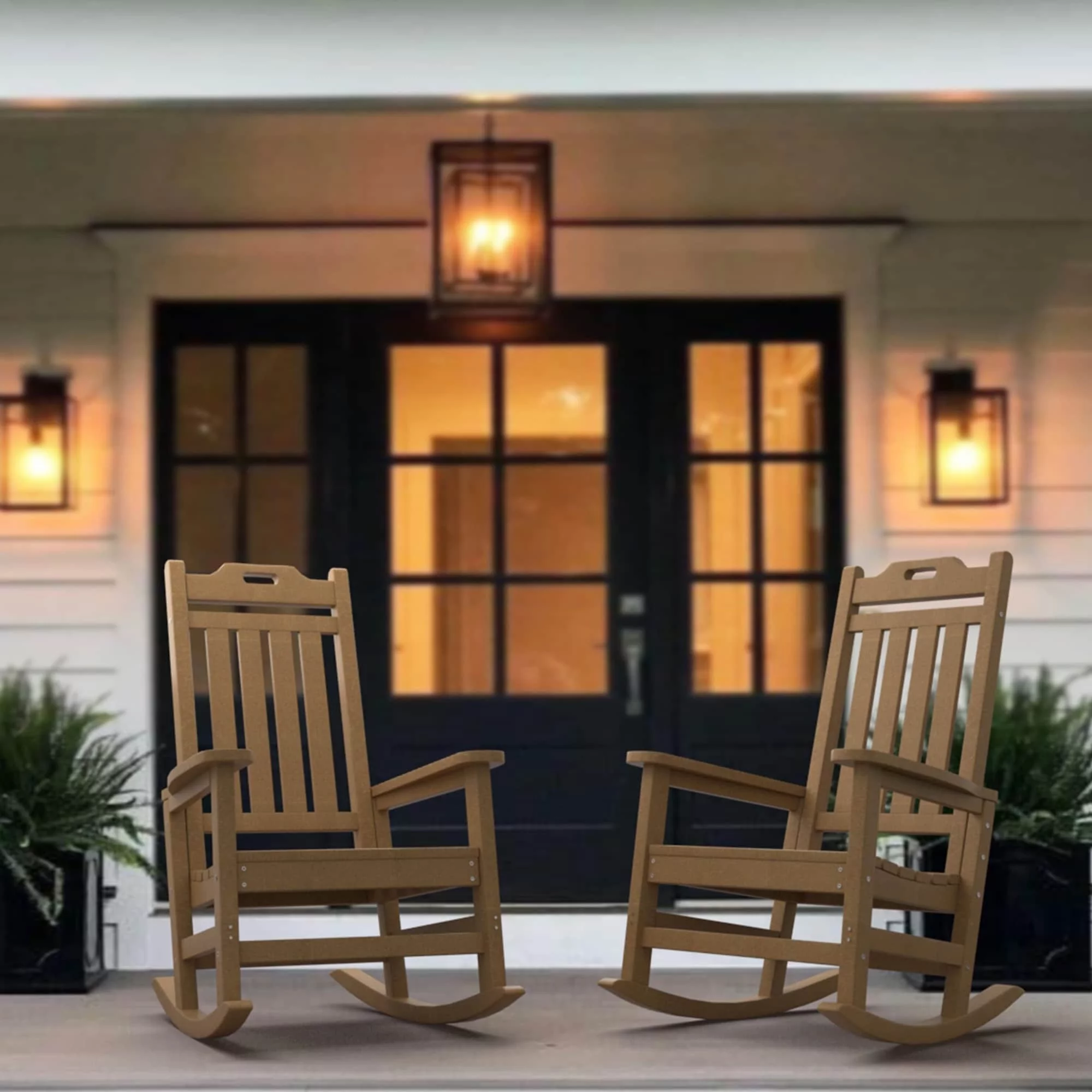 RESINTEAK New Classic Outdoor Rocking Chair Brown