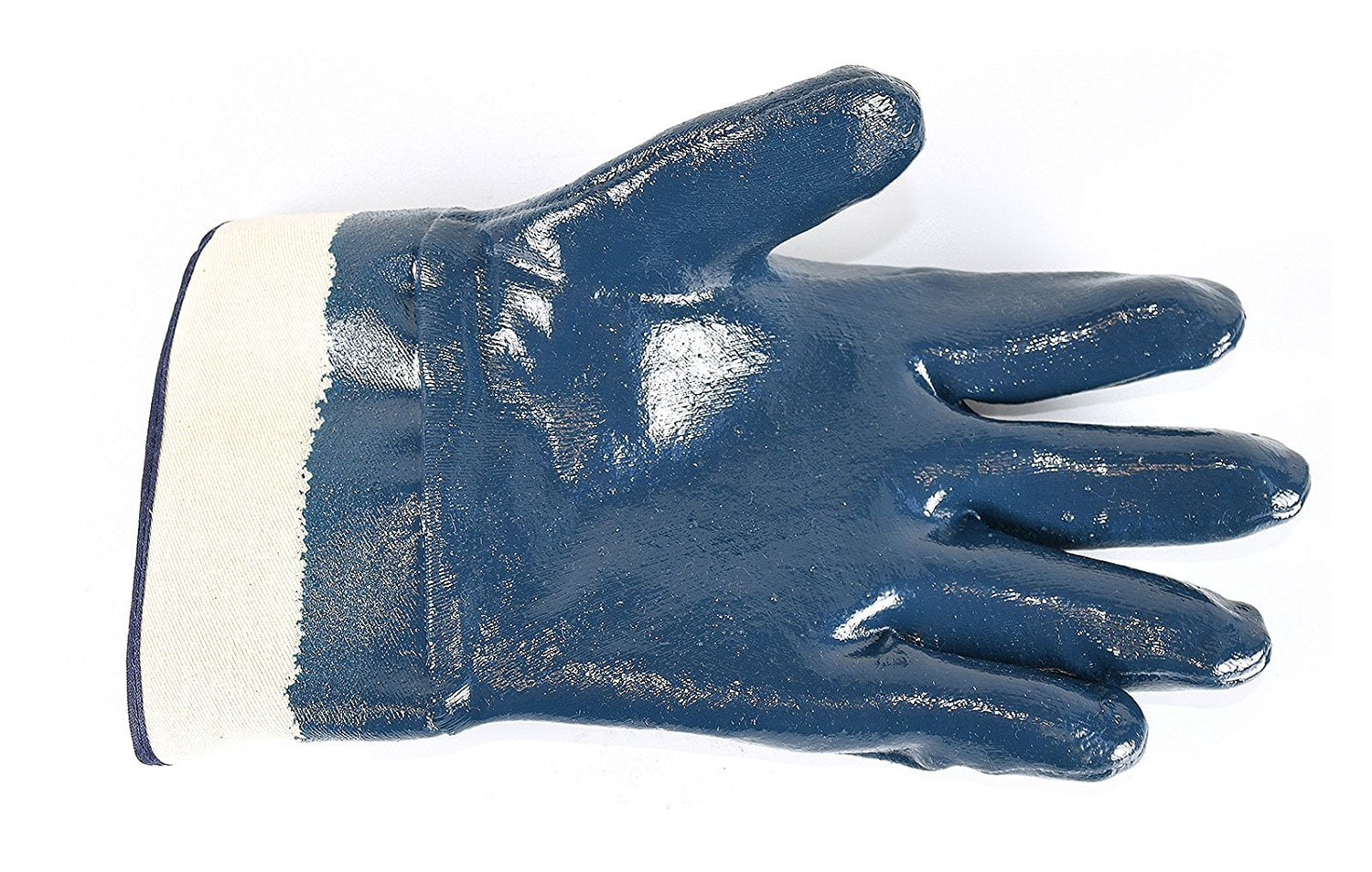 Better Grip BG105NITRILE Heavy Duty Premium Nitrile Rubber Fully Coated Gloves with Safety Cuffs, Smooth, Blue, Chemical Resistant, Large- 3 Pairs