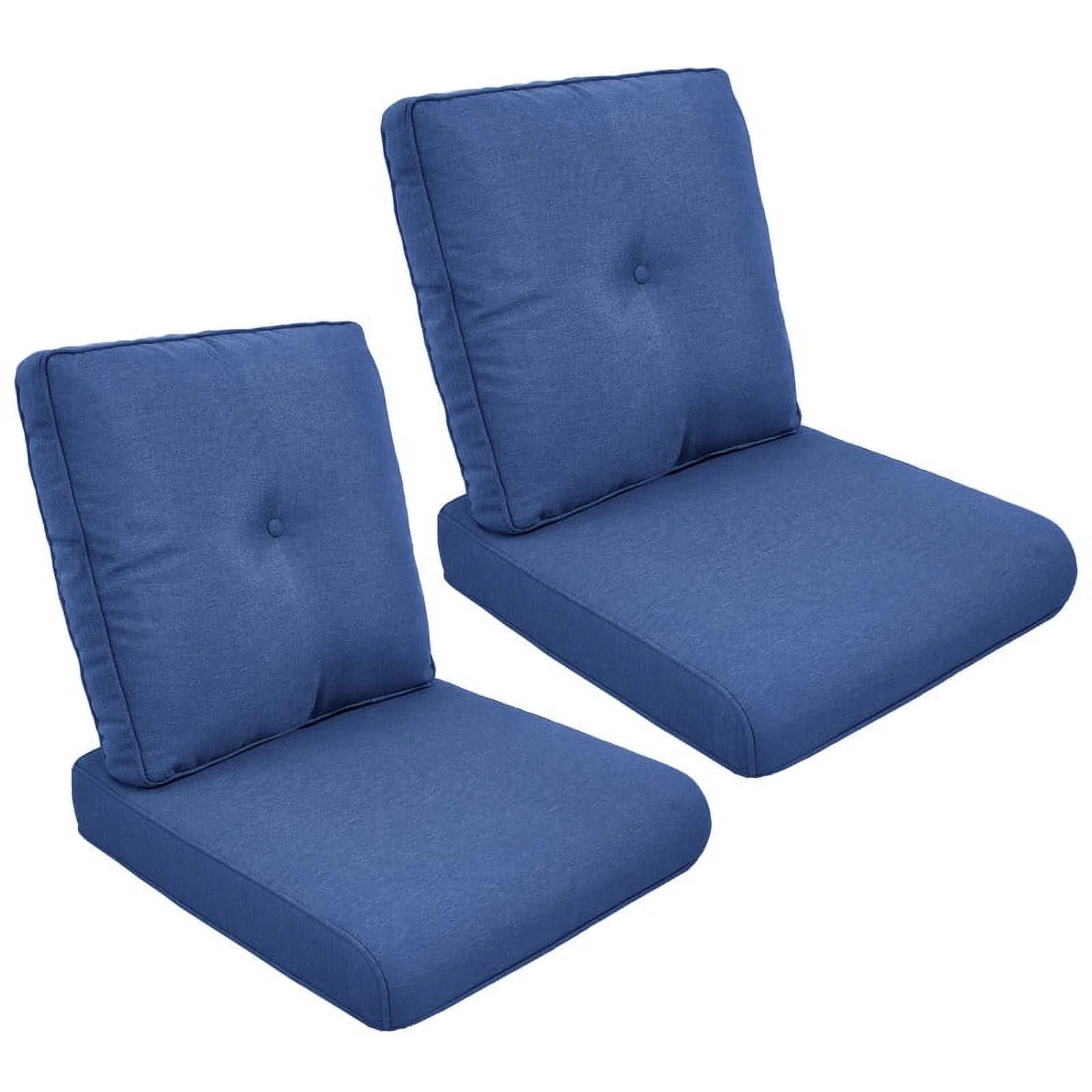 POCASSY 2PCS Outdoor Chair Cushions, Patio Deep Seat Cushions 25 x 21.65, Water Repellant, Fade Resistant, Deep Seat Bottom and Back Cushion for Chair, Sofa, and Couch, Blue