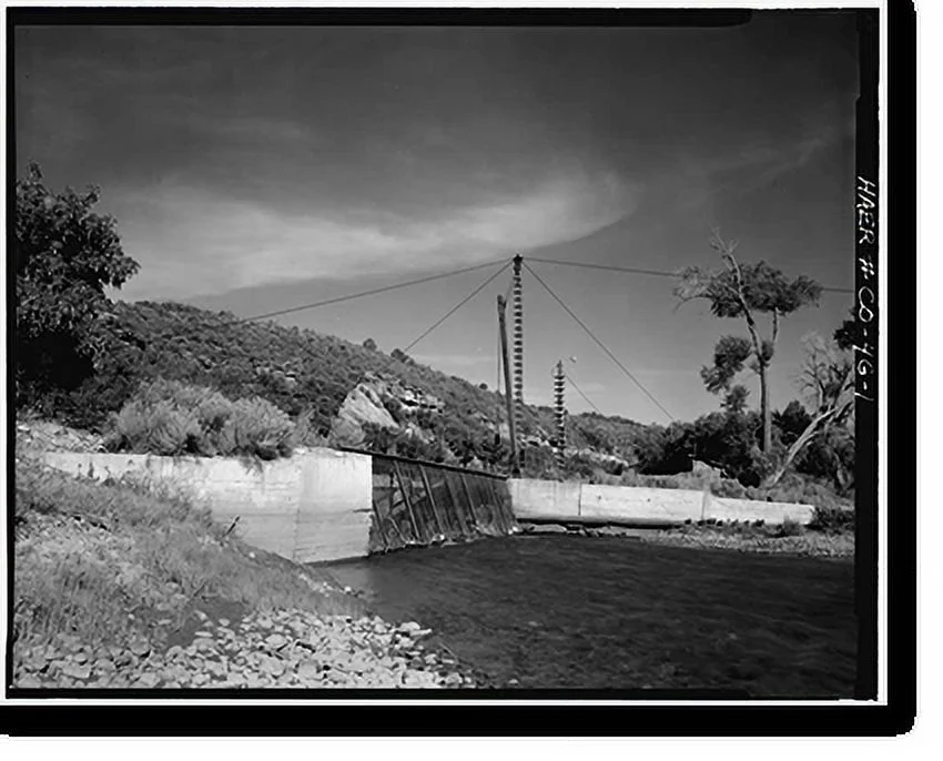Historic Framed Print, Montezuma Valley Irrigation Company System, Concrete Diversion Dam, Dolores vicinity, Montezuma County, CO, 17-7/8
