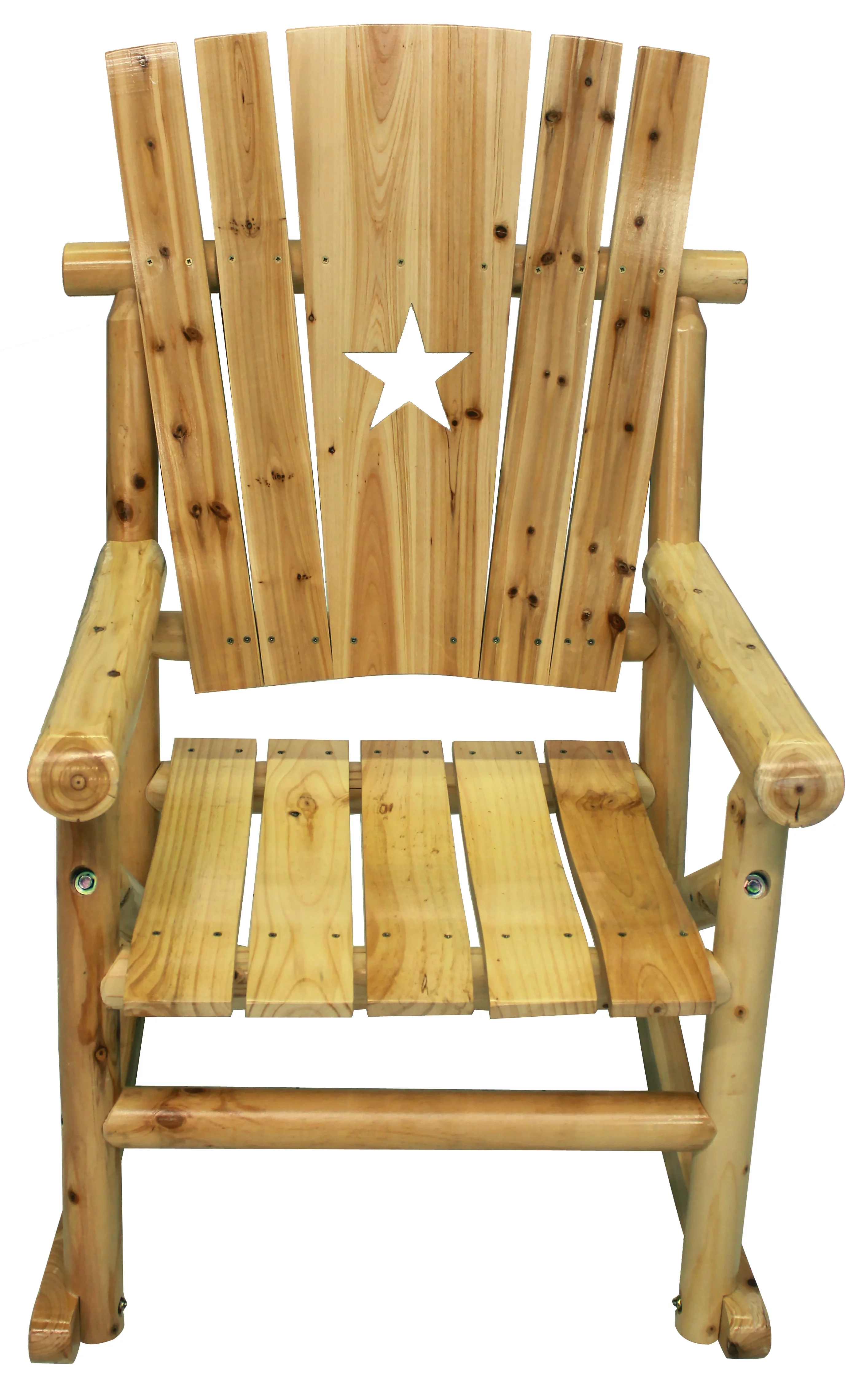 Leigh Country Aspen Outdoor Adult Wood Rocker with Star Cut Out Natural Beige