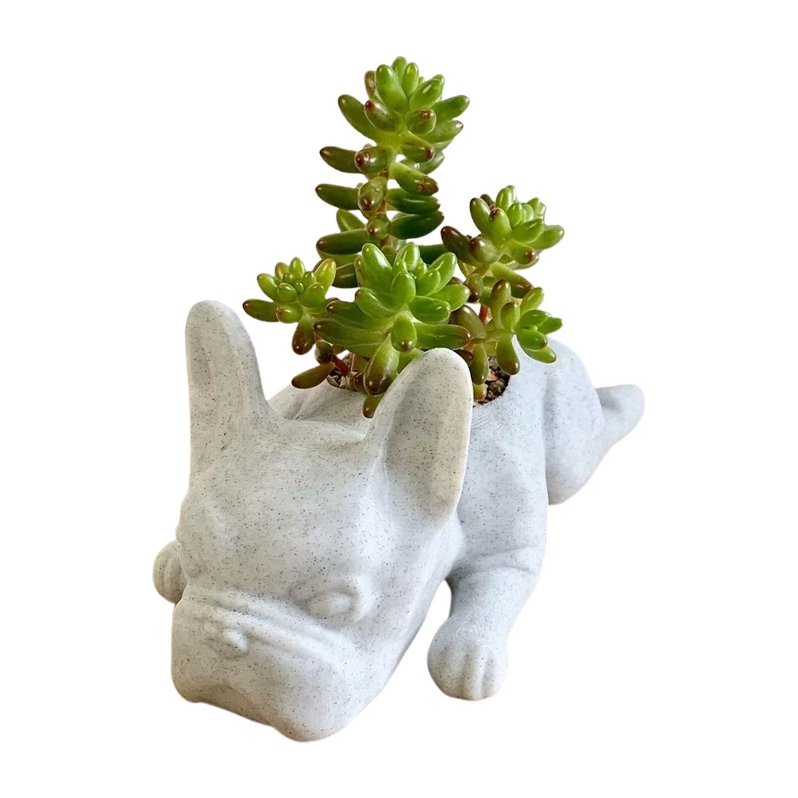 YDNGF Dog Succulent Potted Bulldog Flowerpot Resin Dogs Succulent Planter Puppy Plants Planter French Bulldogss Shape Cute Bonsai Flower Pots for Home Garden Desktop Decor White