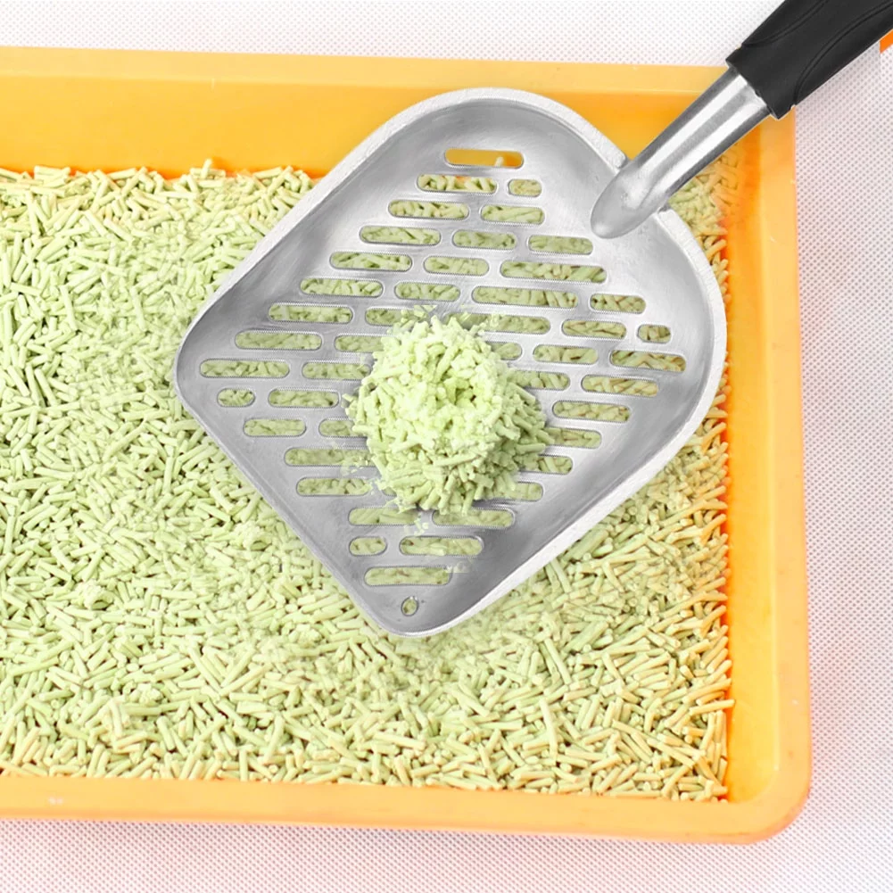 Goldmeet Aluminum Alloy Pet Cat Litter Scoop Sifter Shovel Hollow Dog Puppy Waste Holder(Black)