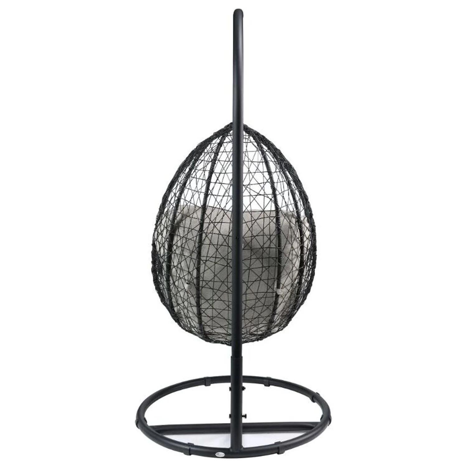 ACME 45030 Simona Patio Swing Chair with Stand, Beige Fabric & Black Wicker