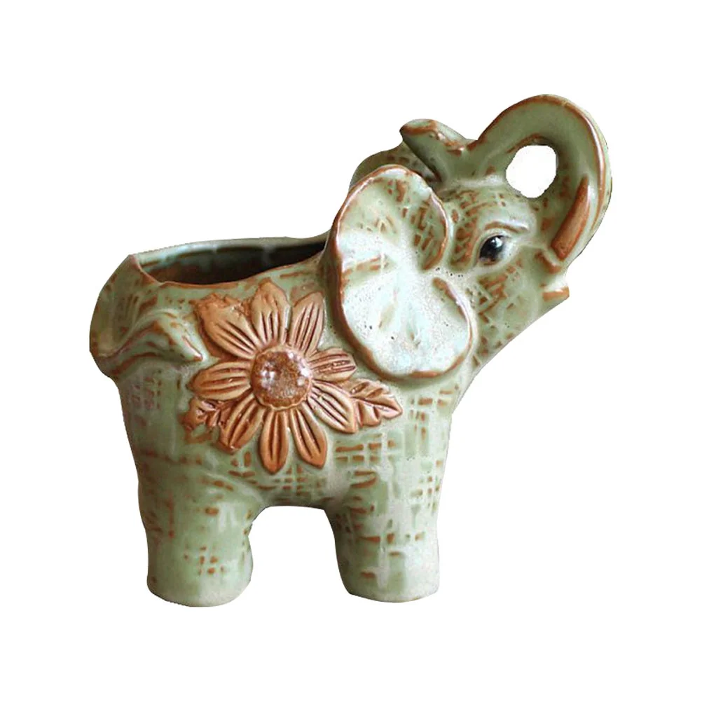 Guichaokj Creative Desktop Flowerpot Chic Tabletop Flowerpot Elephant Shape Flower Pot