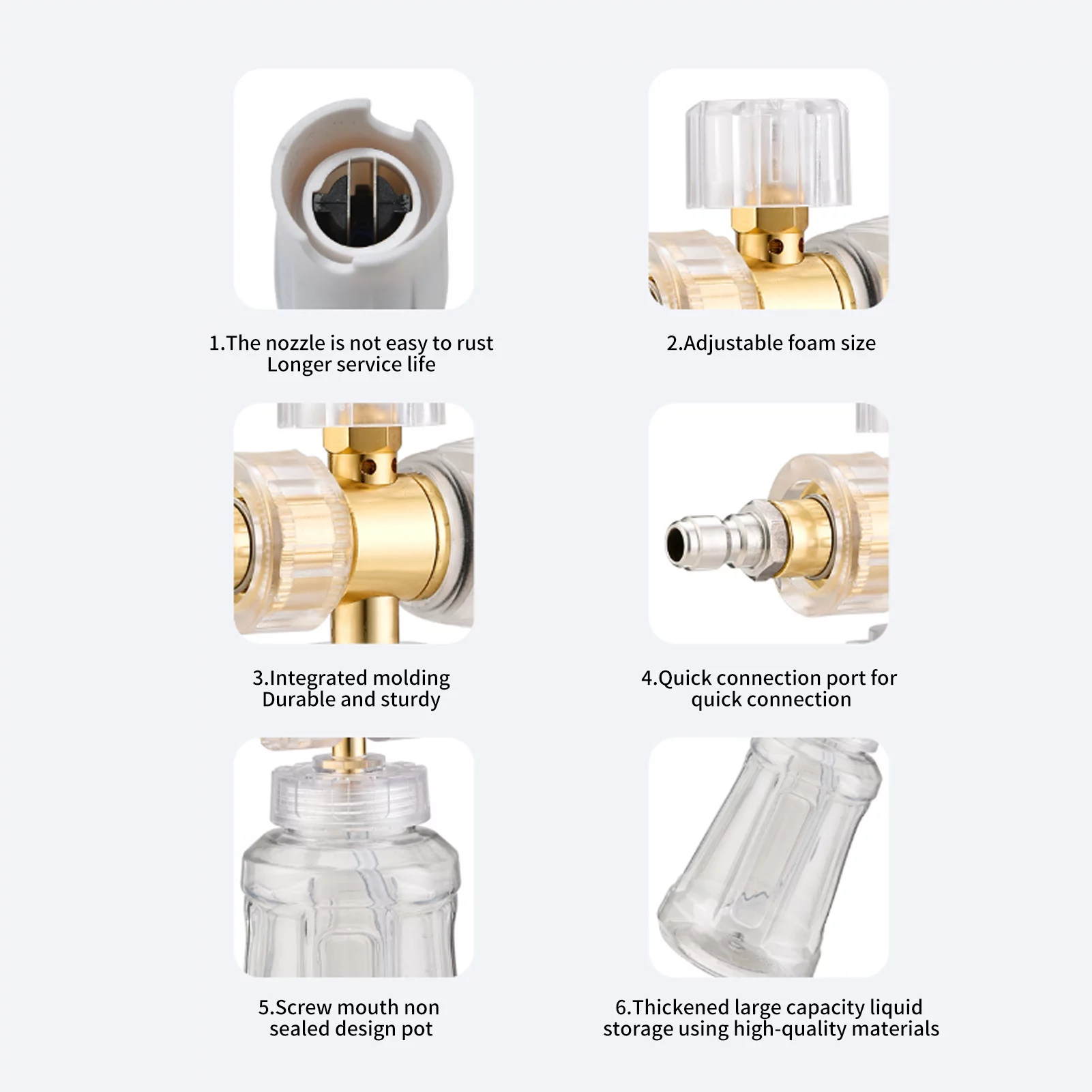 Nebublu Sprinkler,Bottle Professional Cannon Inch Quick Adjustable 1/4 Inch Quick Professional Cannon Car Sprayer 1/4 Inch Adjustable Nozzle 1L Wash Sprayer 1/4 1L Bottle Professional Snow Lance Car