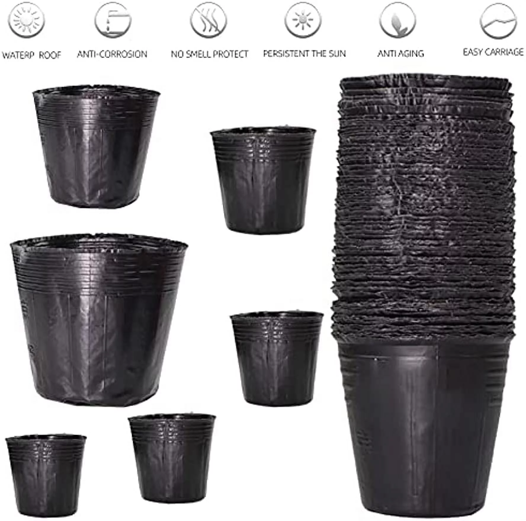 6 Inch Plastic Plants Nursery Pot/Pots Seedlings Flower Plant Container Seed Starting Pots, 60 Pcs