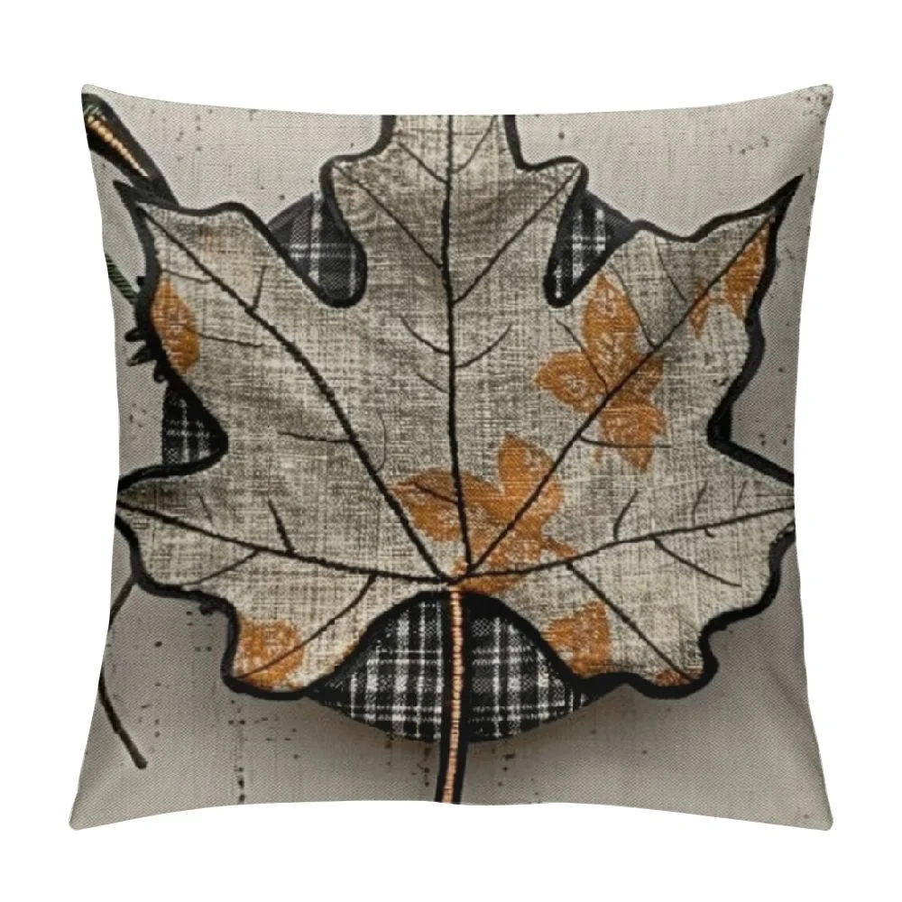 Dvbnli  Autumn Harvest Thankful Farmhouse Pillow Cover Decorative Buffalo Plaid Throw Pillows Cover Cotton Linen Outdoor Pumpkin Truck Gnomes Cushion Cases for Cane Chair White