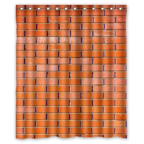 Libin Style Funny Design Red Brick Wall Shower Curtain Waterproof Polyester Fabric Bathroom Curtain 60x72 inch