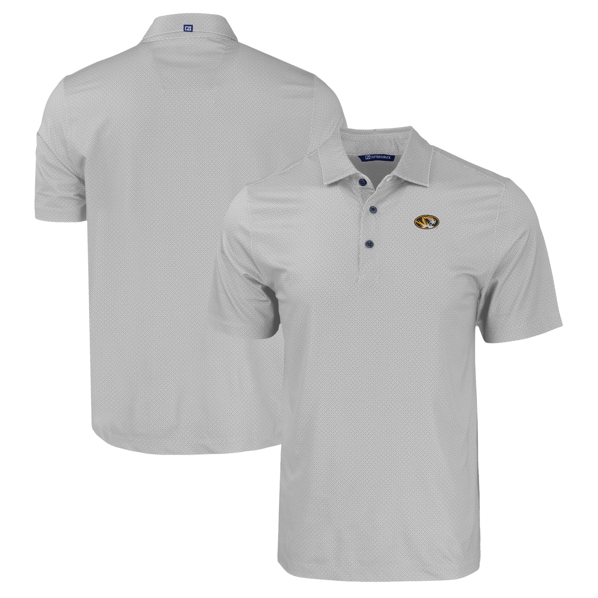 Men's Cutter & Buck Gray Missouri Tigers Pike Eco Tonal Geo Print Stretch Recycled Polo