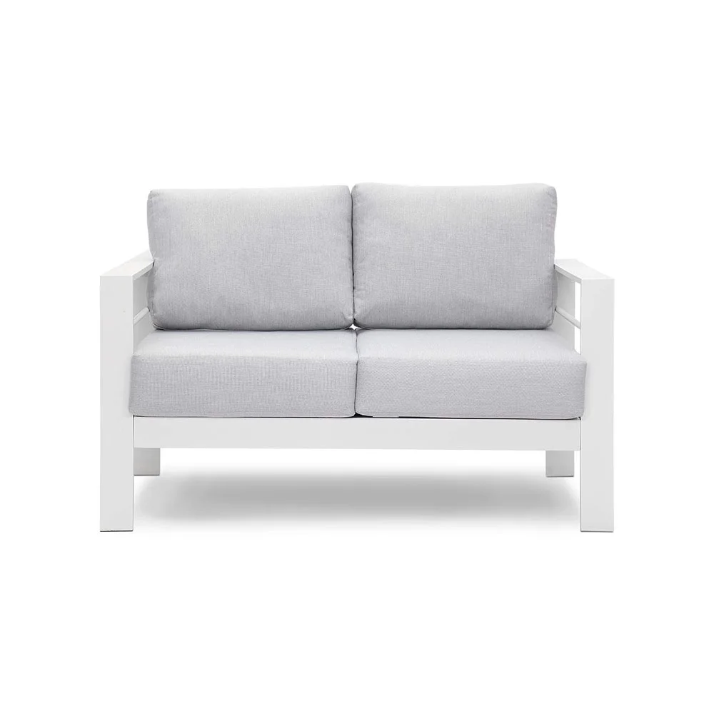 Homiyad Wholesale Aluminum Double Two Seater Couch Modern Sofa White Furniture for Patio Outdoor