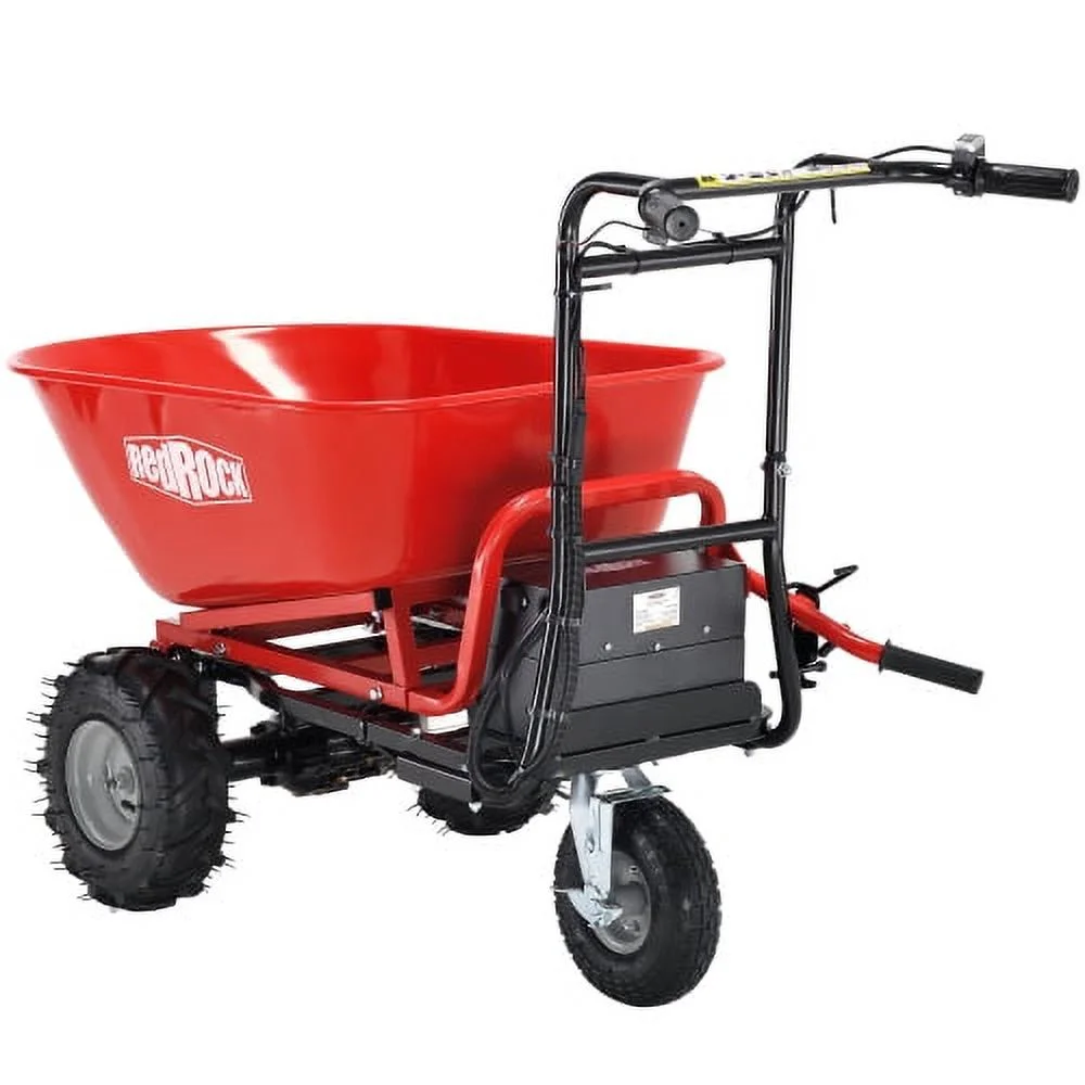 Buumin RedRock Wheelbarrow Utility Cart Electric Powered Cart 48V28Ah 500W Capacity 500lbs (230kg) Material Debris Hauler 1000lbs Towing