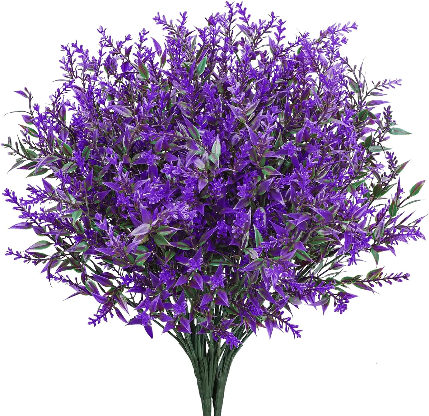 12 Bundles Purple Flowers Artificial Lavender Flowers Outdoors UV Resistant Fake Shrubs Greenery Plants Indoor Plastic Faux Bouquets for Outdoor Home Garden Porch Decoration (Purple)