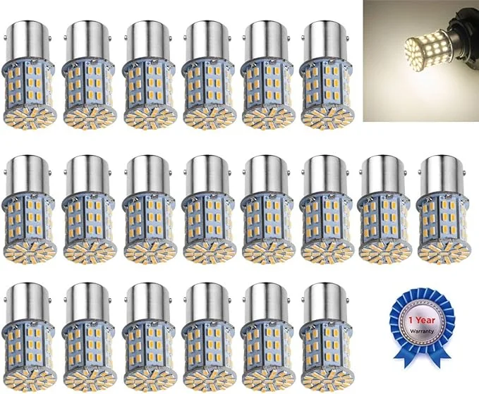 1156 1141 1003 7506 BA15S LED Bulbs White 20-Packs, Super Bright 3014 LED Replacement 12 Volt RV Camper Trailer Boat Trunk Interior (1156-64Warm, Warm)