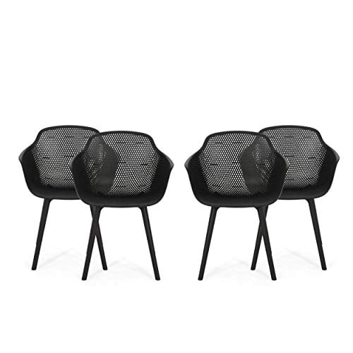 Christopher Knight Home 312469 Davina Outdoor Dining Chair (Set of 4), Black