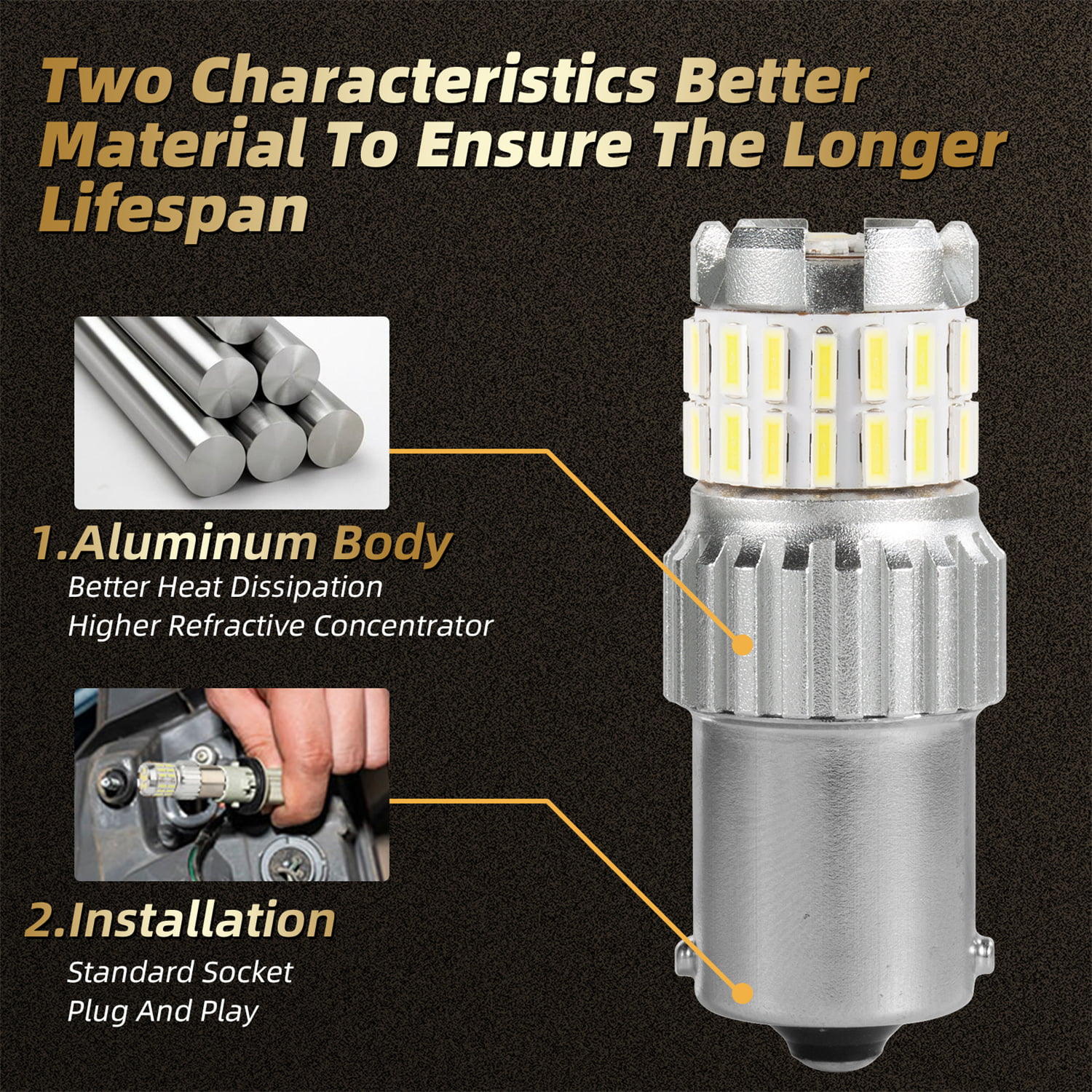 CatXQ 1156 BA15S P21W 7506 1003 1141 1459 5007 LED Bulb,300% Ultra Bright 36-SMD Car LED Buld Replacement For Backup Reverse Signal Blinker Tail Parking DRL Brake Lights- - White,Pack of 2