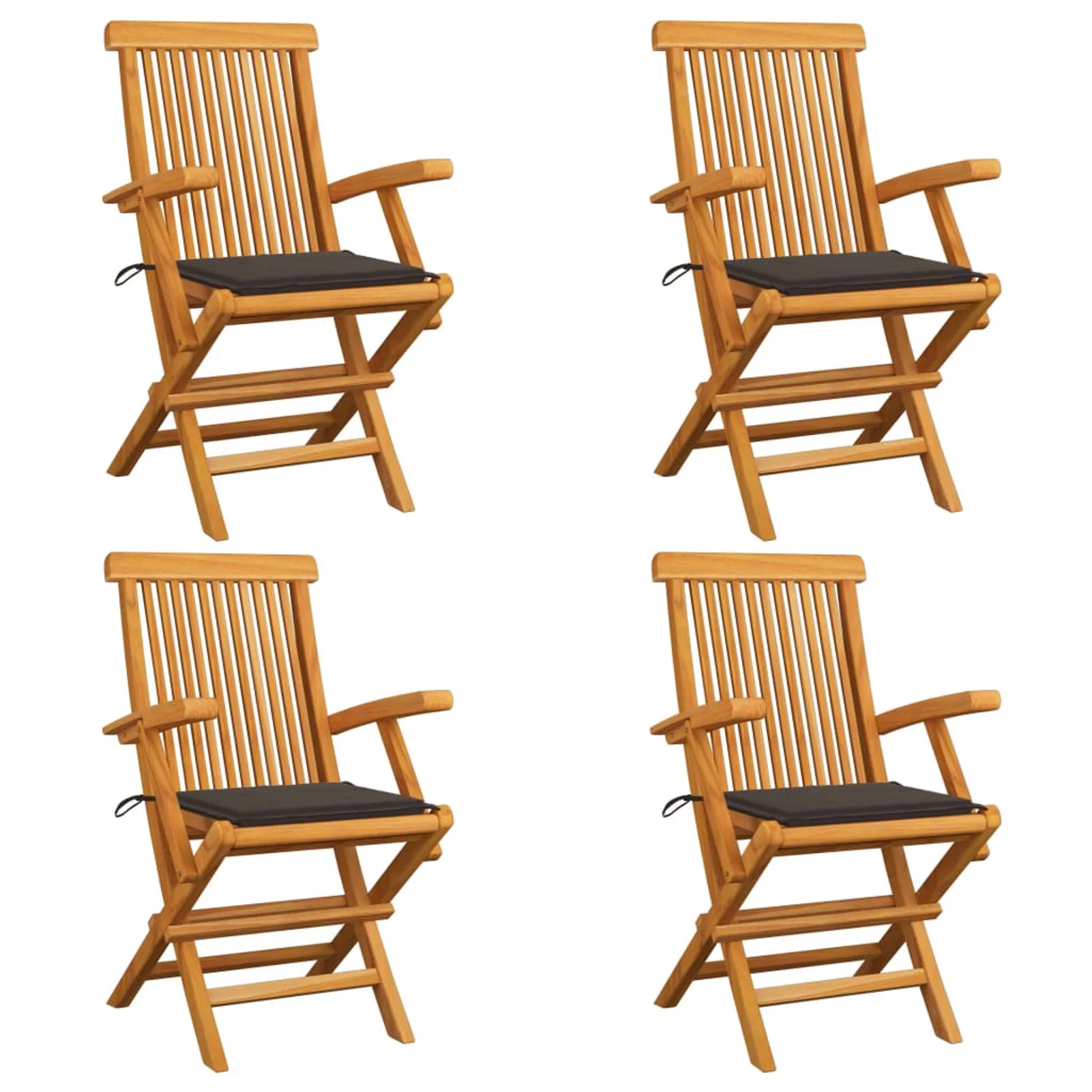 Suzicca Patio Chairs with Taupe Cushions 4 pcs Solid Teak Wood