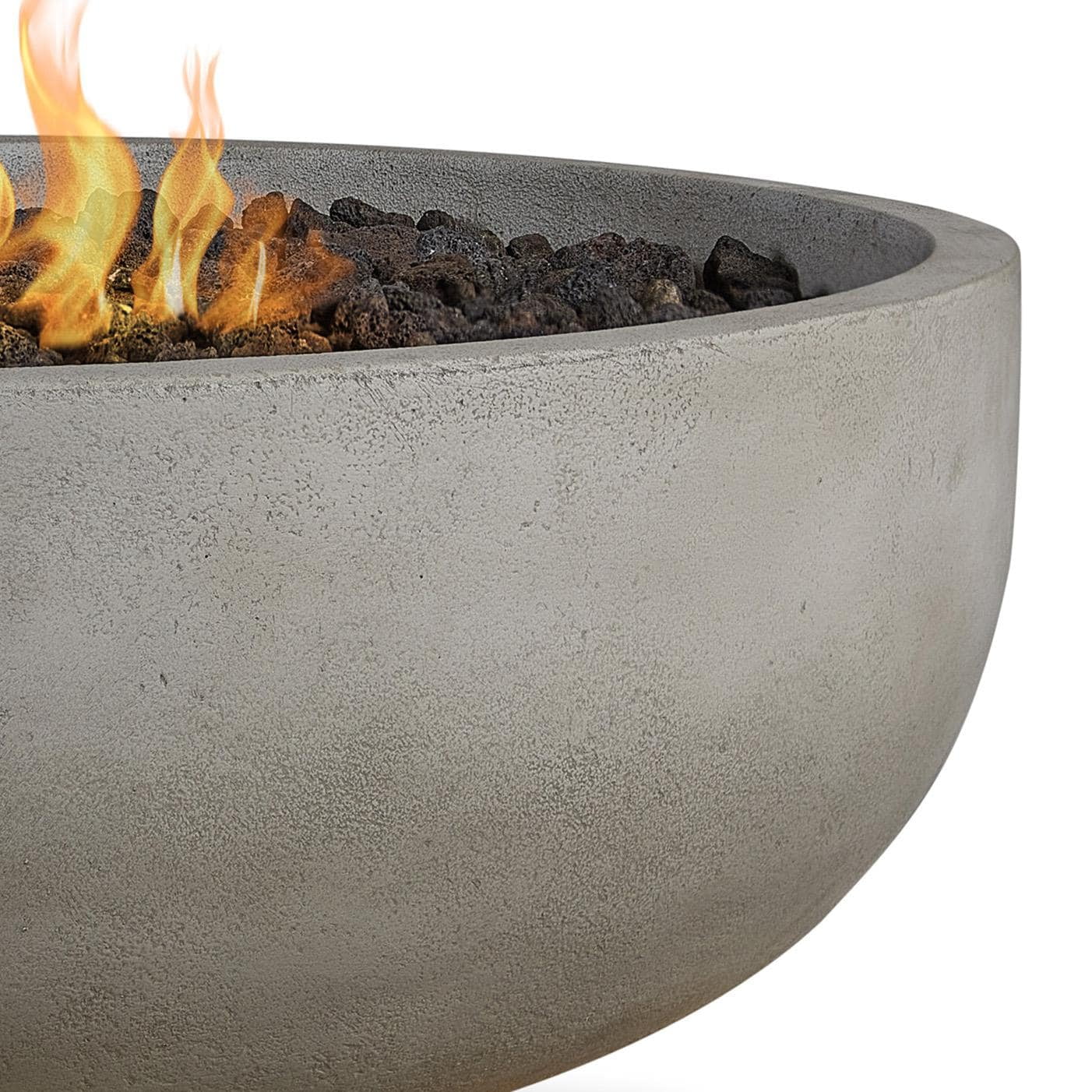 Grand Lake 38 Inch Round Concrete Natural Gas Fire Bowl in White By BBQGuys Signature