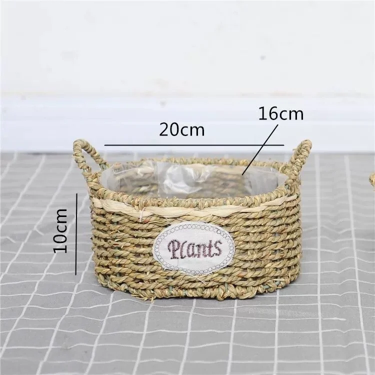 Flower Basket Straw Rattan Basket Flower Arrangement Wall Flower Pots Green Plants Succulent Pots Rustic Rattan Flower Basket