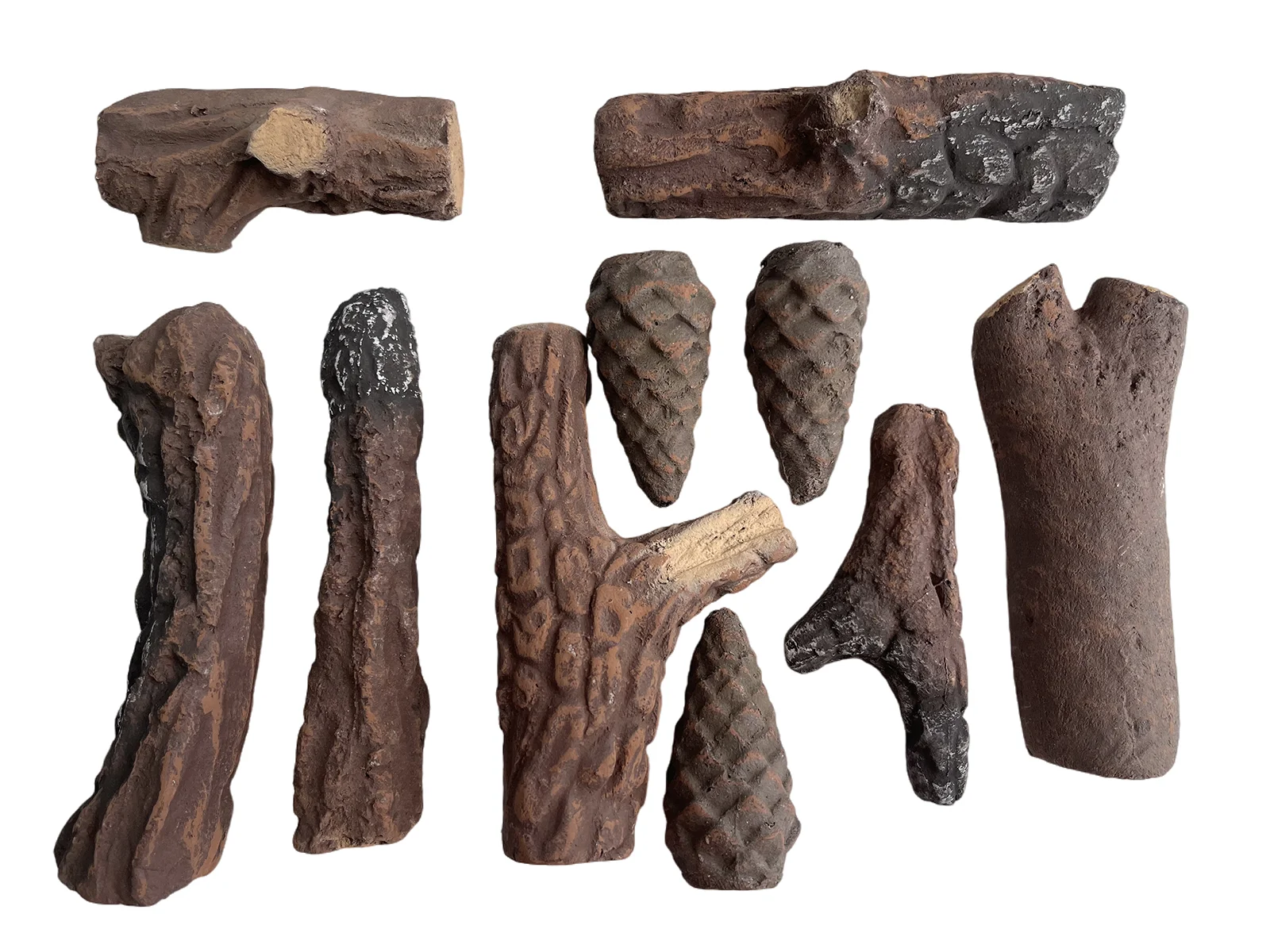 Gas Logs 10pcs Small Gas Fireplace Logs Set of Ceramic Wood Logs. Fireplace Log Set for Ventless, Electric Outdoor Fireplaces Fire Pits Realistic Use