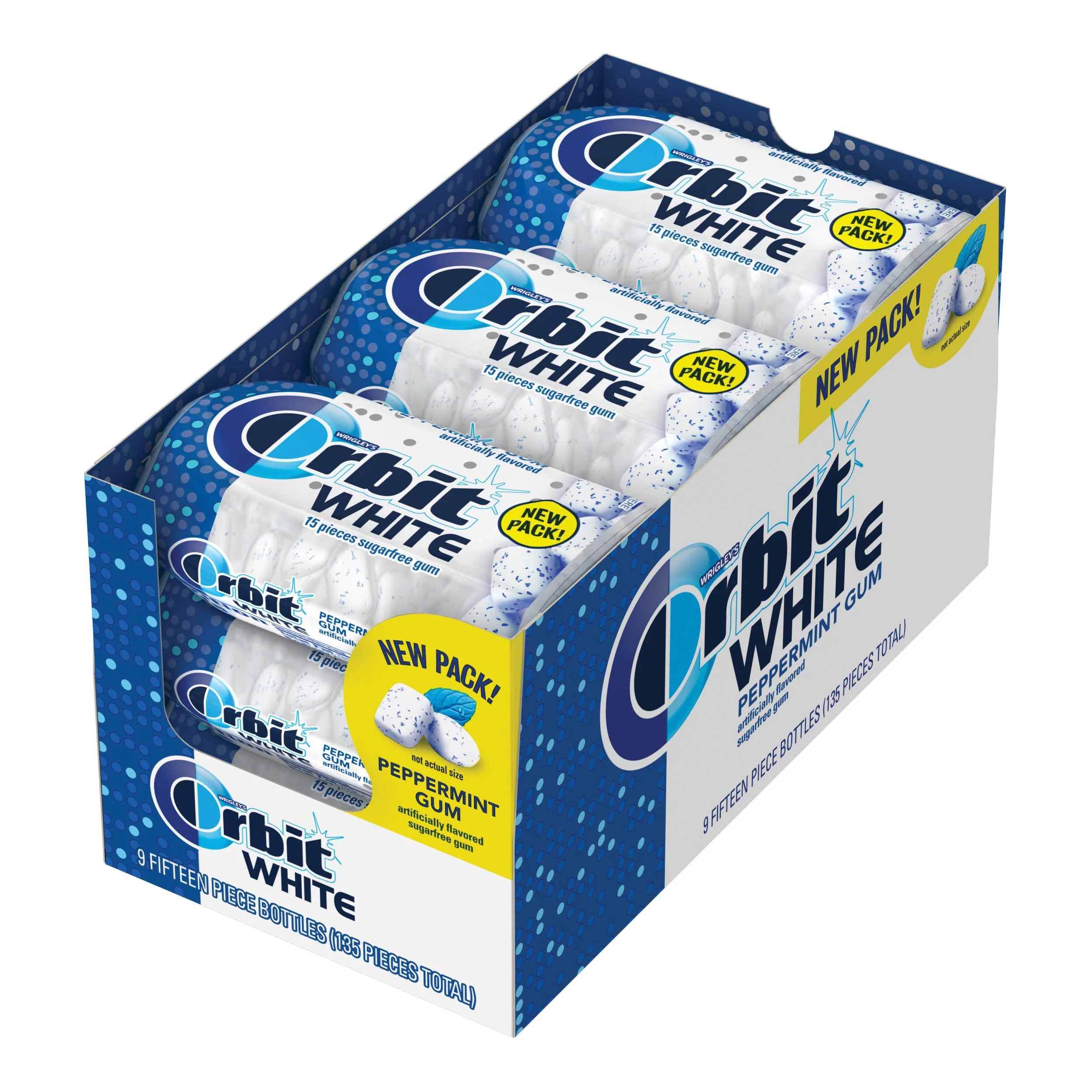 Orbit White Peppermint Sugarfree Gum, 15 Piece, 9 ct