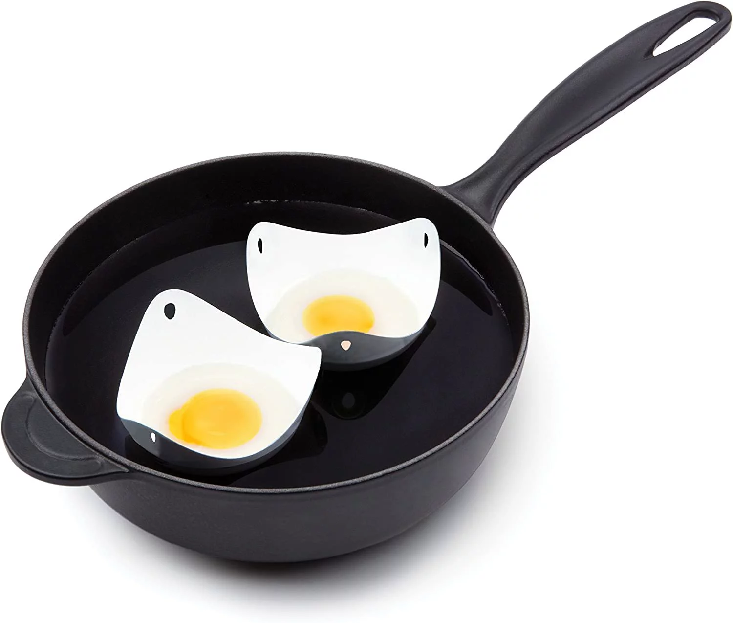 Silicone Poach Pod - Set of 2 - Heat Resistant, Floating Egg Poaching Cups for Perfectly Poached Eggs without the Mess, BPA Free Non-stick Silicone - White