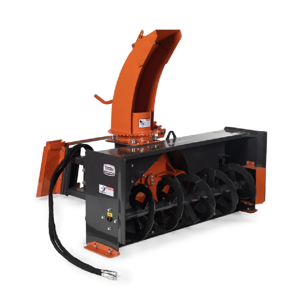 Titan Attachments 5 FT Skid Steer Snow Blower, Quick Tach, 360-degree Directional Snow Chute