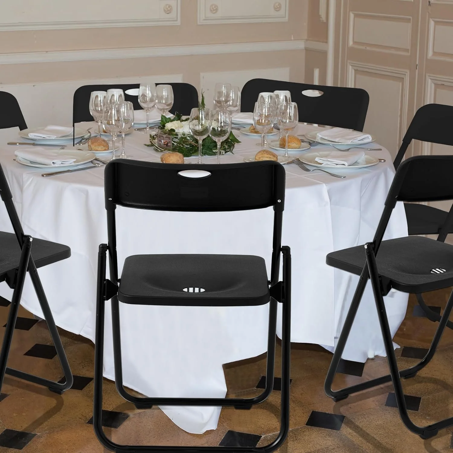 20 Pcs Plastic Folding Chair Steel Folding Dining Chairs Folding Chairs Bulk Fold up Event Chair Portable Commercial Chair with Steel Frame 350lb for Office Wedding Indoor (Black)