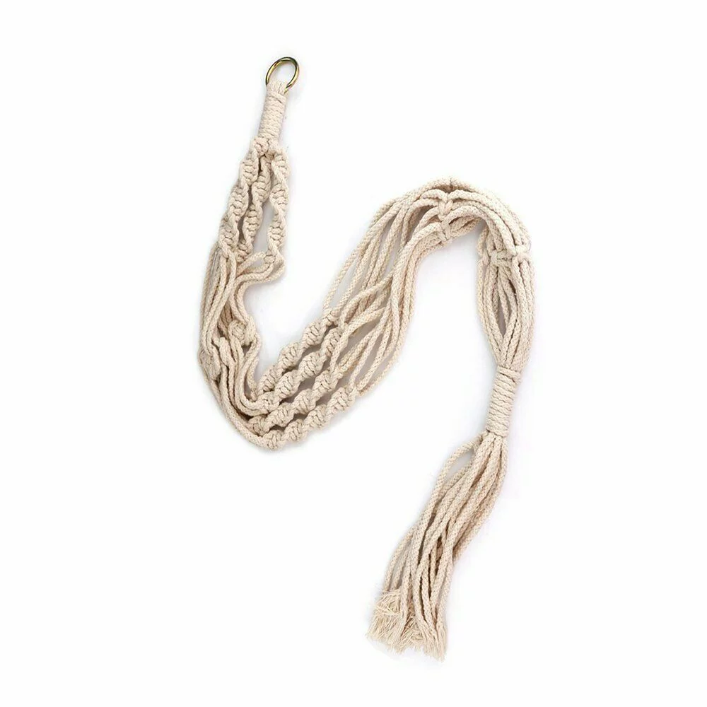 2 Pcs 41 Inch Plant Gardening Net Pocket Large Garden Supplies Plant Hanger Flower Pot Holder Lanyard Tassel Hanging Basket WHITE