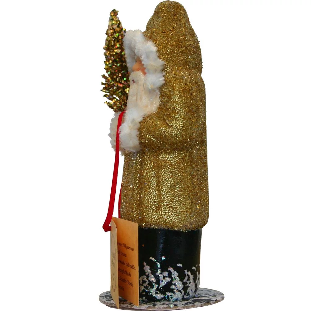SCHA  Schaller Paper Mache Candy Container - Santa Rose Coat with Glitter