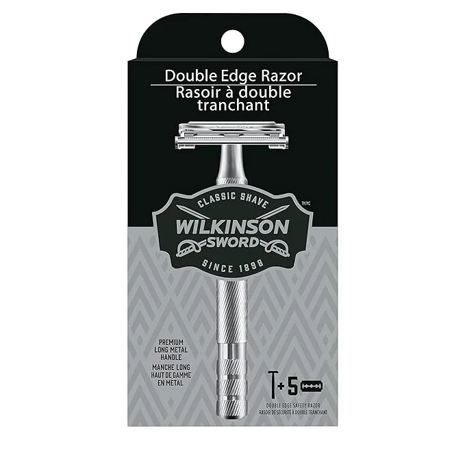 Wilkinson Sword Double Edge Razor for Men With 5 Double Edge Razor Blades Refills