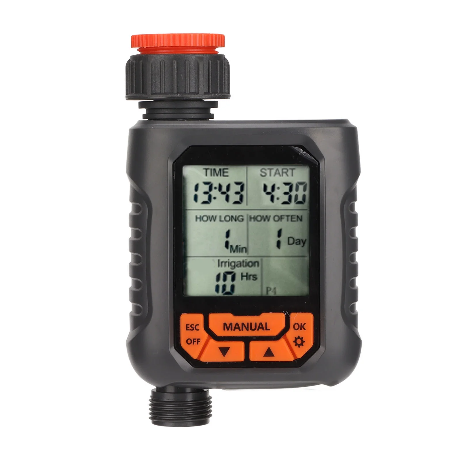 Ouitble Sprinkler Timer Irrigation G3/4 Sprinkler Timer IP65 Waterproof Large LCD Display Digital Irrigation Controller with Copper Adapter