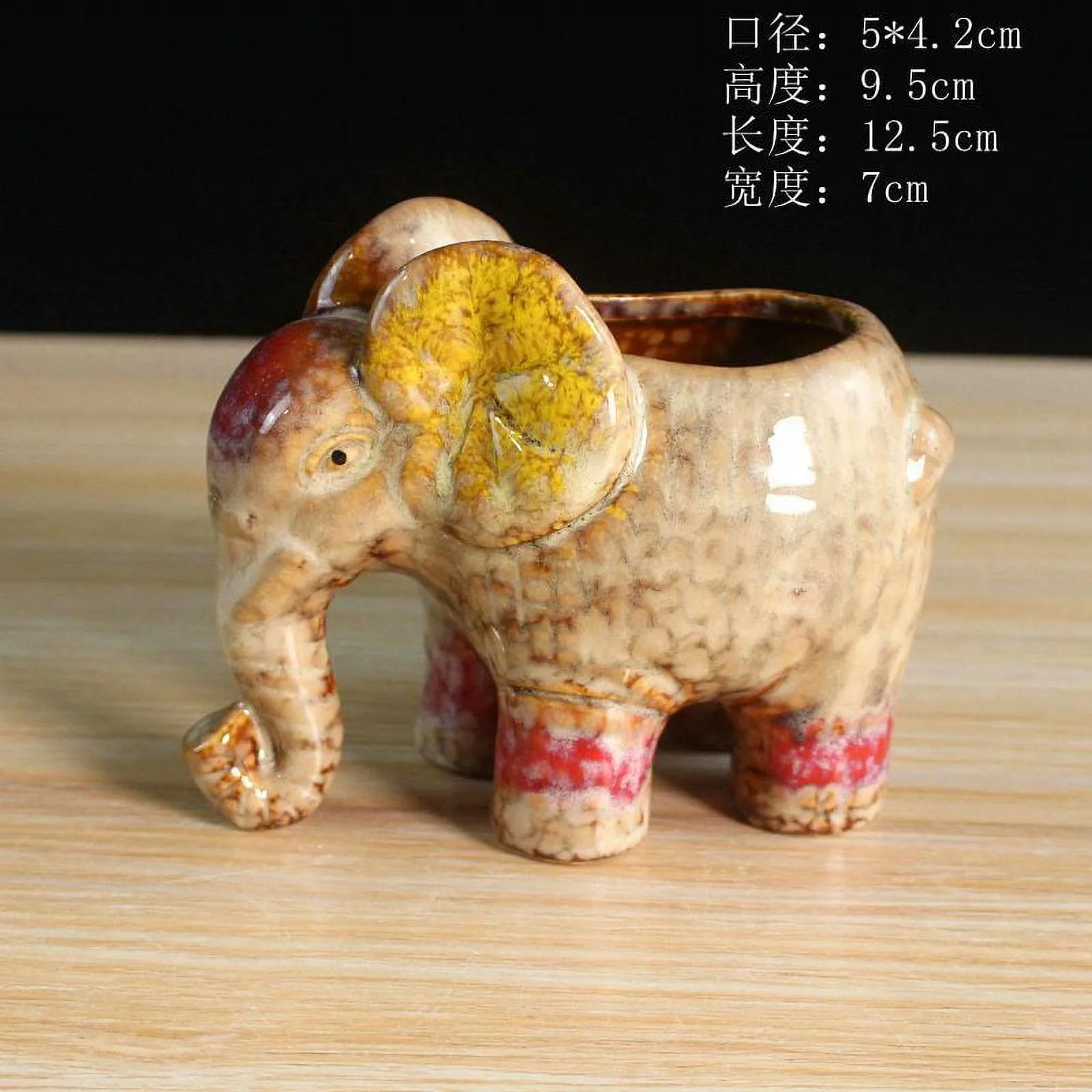 Kiln-fired Glazed Ceramic Elephant Succulent Planter - European Style Animal Pot