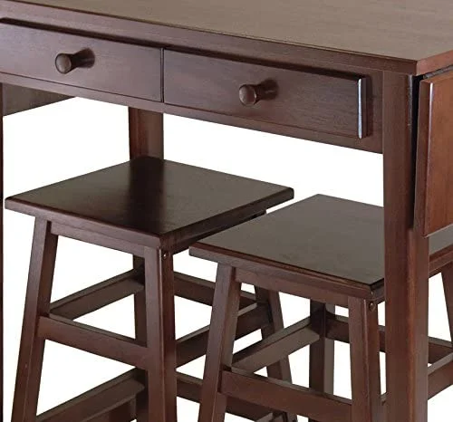 YFbiubiulife Mercer 33.86 x 49.76 x 18.48-Inch Wood Double Drop Leaf Table With 2 Stool  Cappuccino (40338)