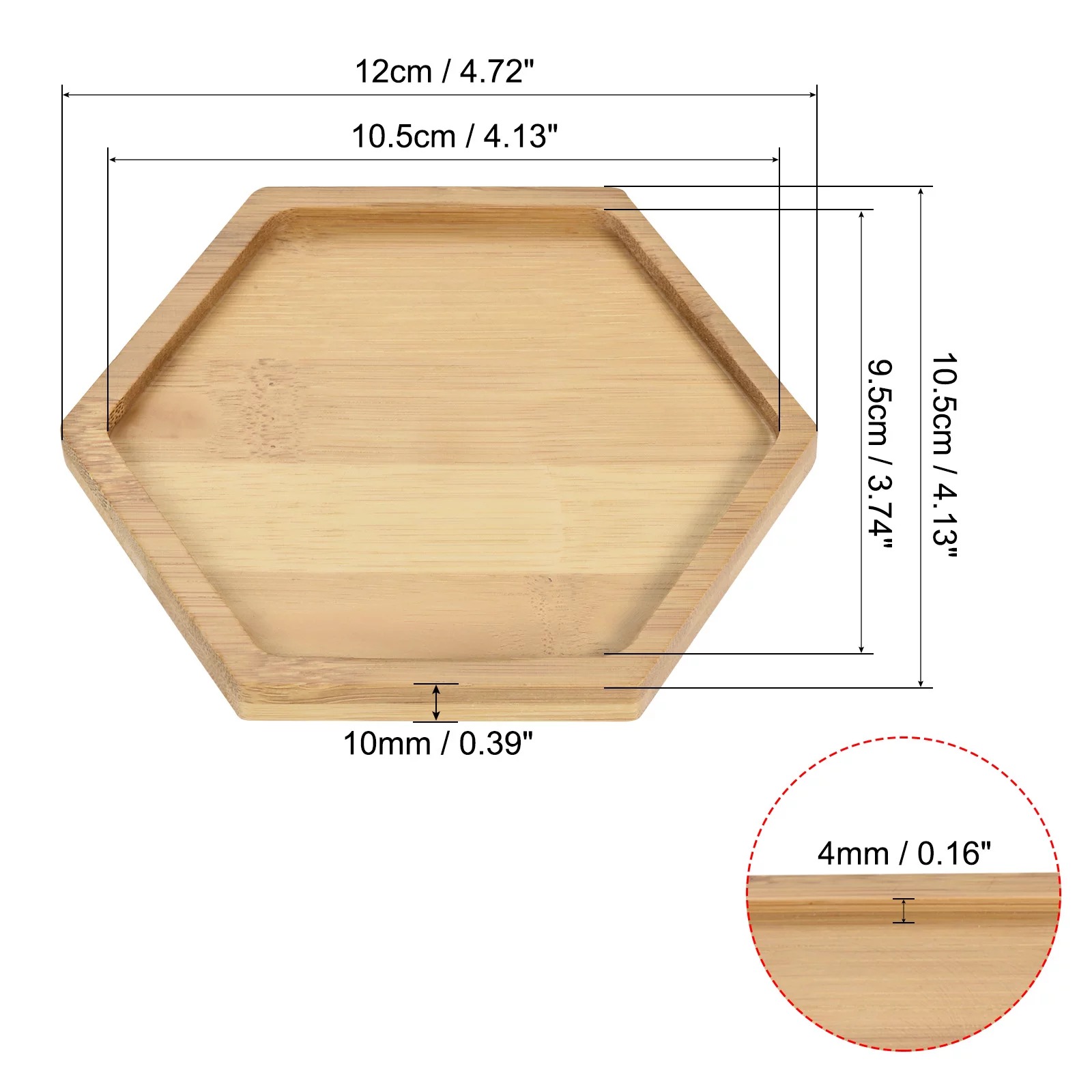 Unique Bargains Plant Pot Saucer Bamboo Hexagonal Flower Drip Tray for Indoor