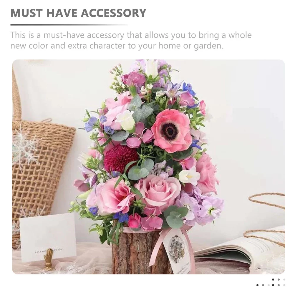 Qumonin Wood Bark Flower Pot Rustic Succulent Planter 12CM Wooden Barrel Planters