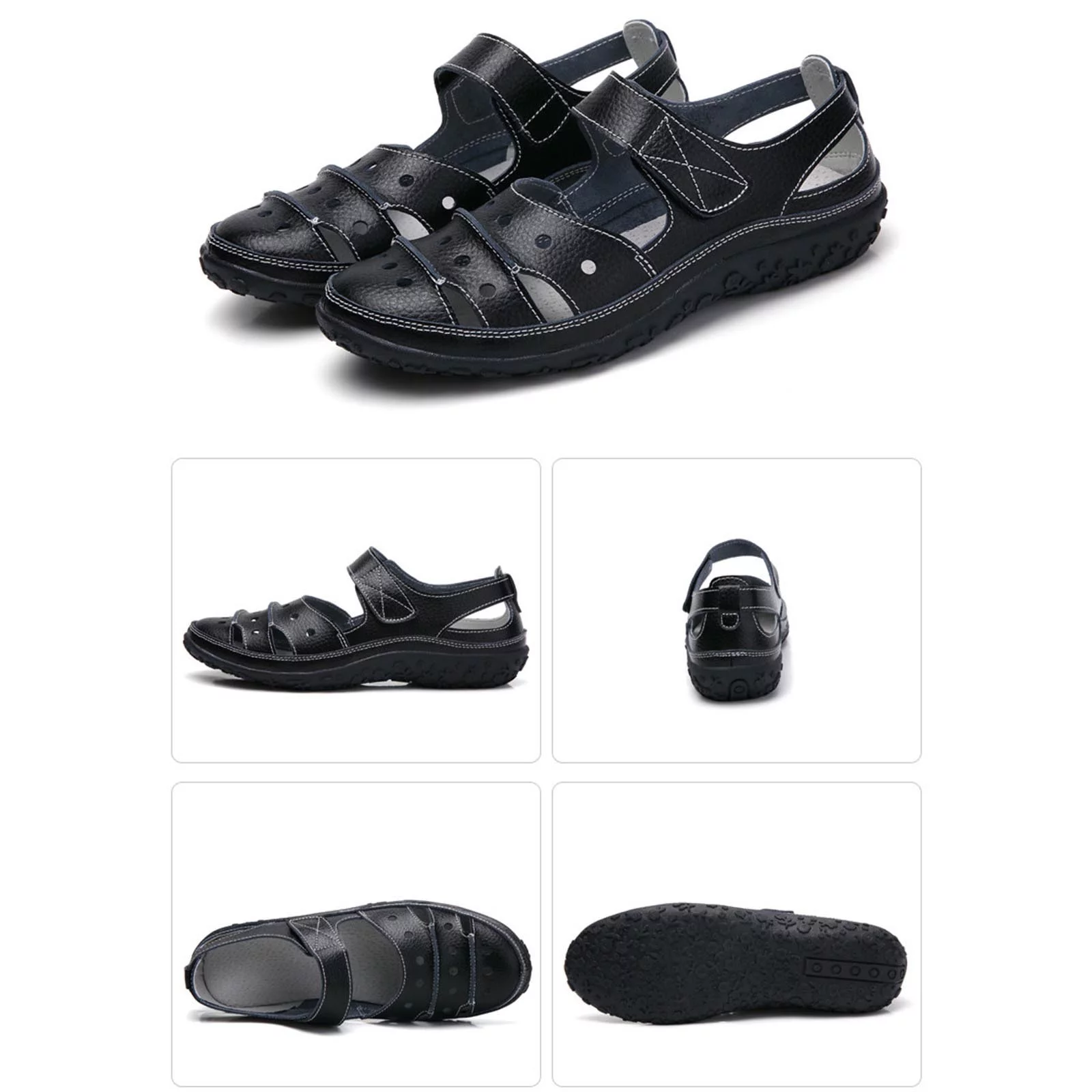 LoyisViDion Womens Sandals Clearance Summer Ladies Sandals Hollow Hole Women'S Breathable Nurse Casual Shoes Rollback Black 7.5