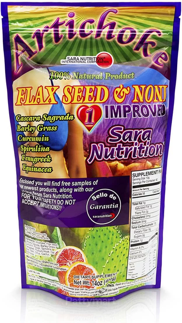 Alcachofa Linaza Noni/Artichoke Flax Seed Noni by Sara Nutrition Organic Company- 14 oz.