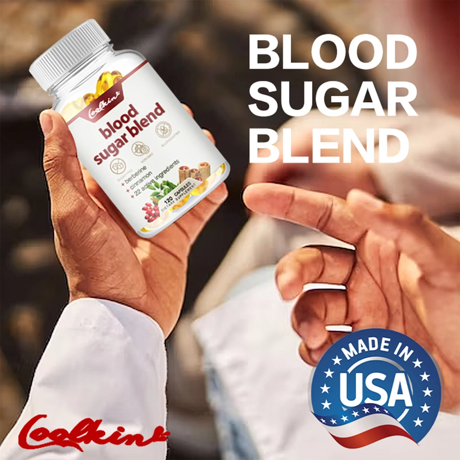 Coolkin Blood Sugar Blend 800mg -with Berberine & Cinnamon - Glucose Balance & Control(30/60/120pcs)